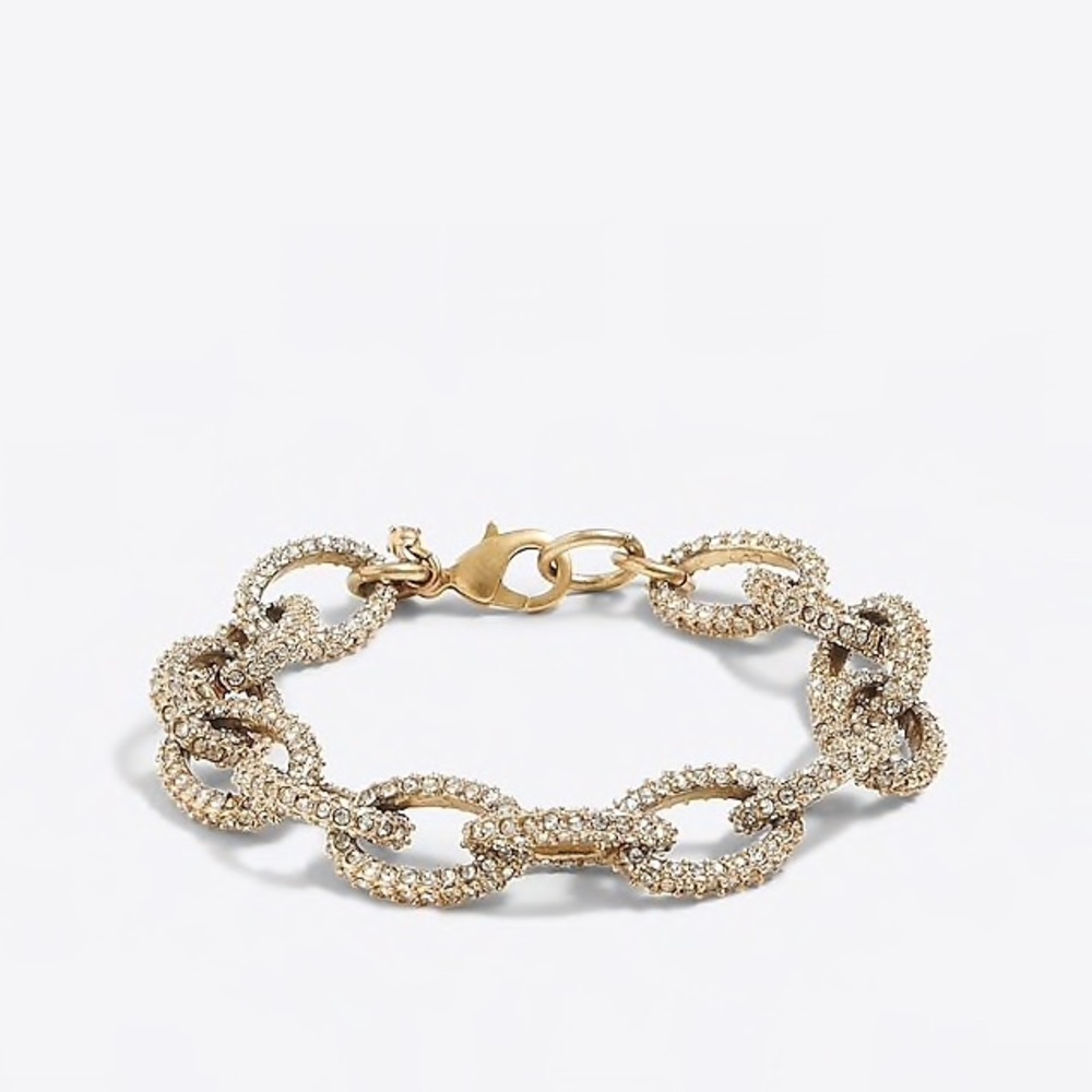 J.Crew Crystal and Gold Link Bracelet